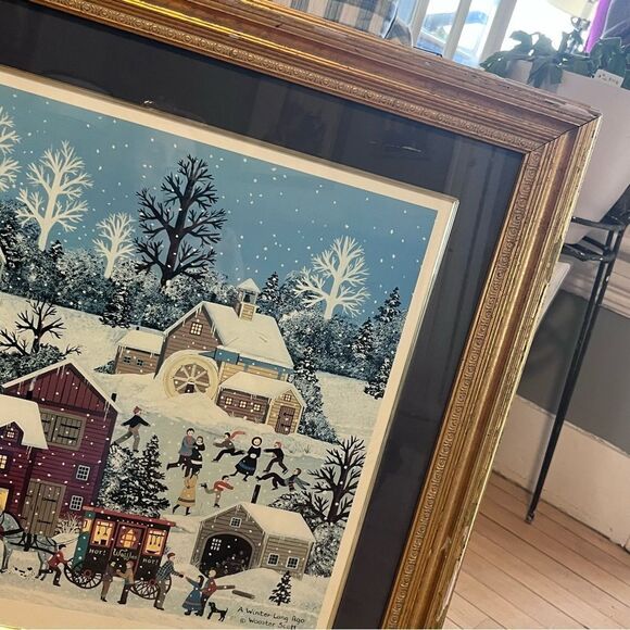 Jane Wooster Scott Pencil Signed Lithograph Custom Framed A Winter Long Ago - Picture 3 of 9